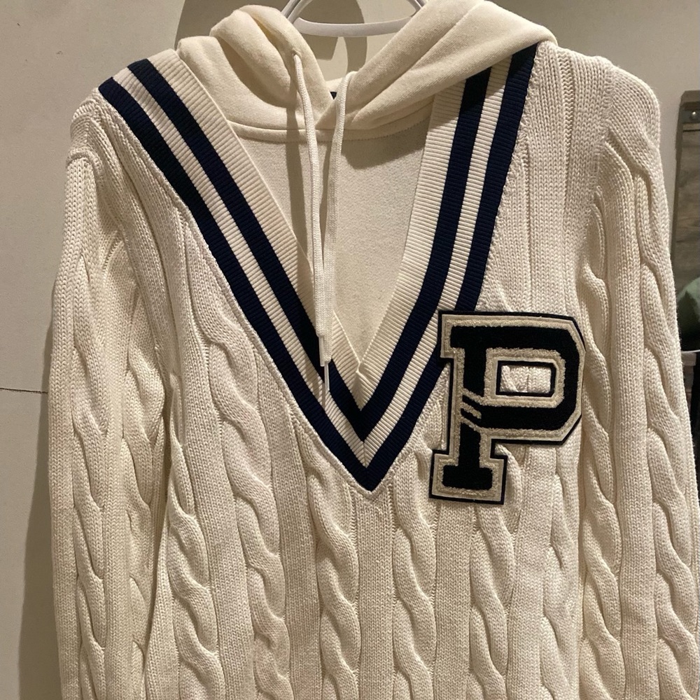 Polo by Ralph Lauren White and Navy Cable Knit Dress